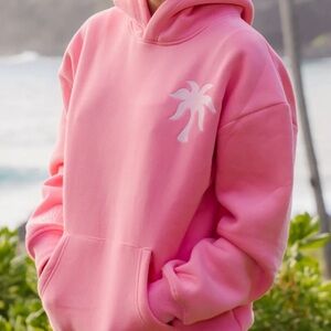 PINK PALM PUFF HIBISCUS SONIC HOODIE - XS